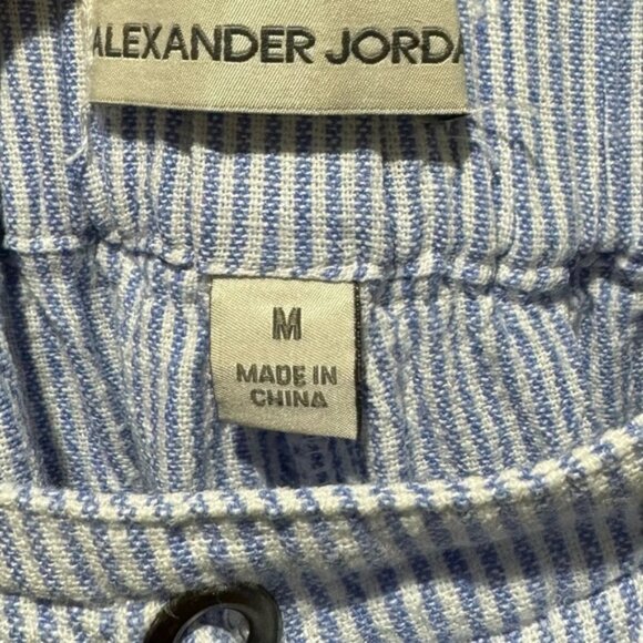 Alexander Jordan linen blend  capri blue and white stripe drawstring pockets USM - Picture 4 of 5